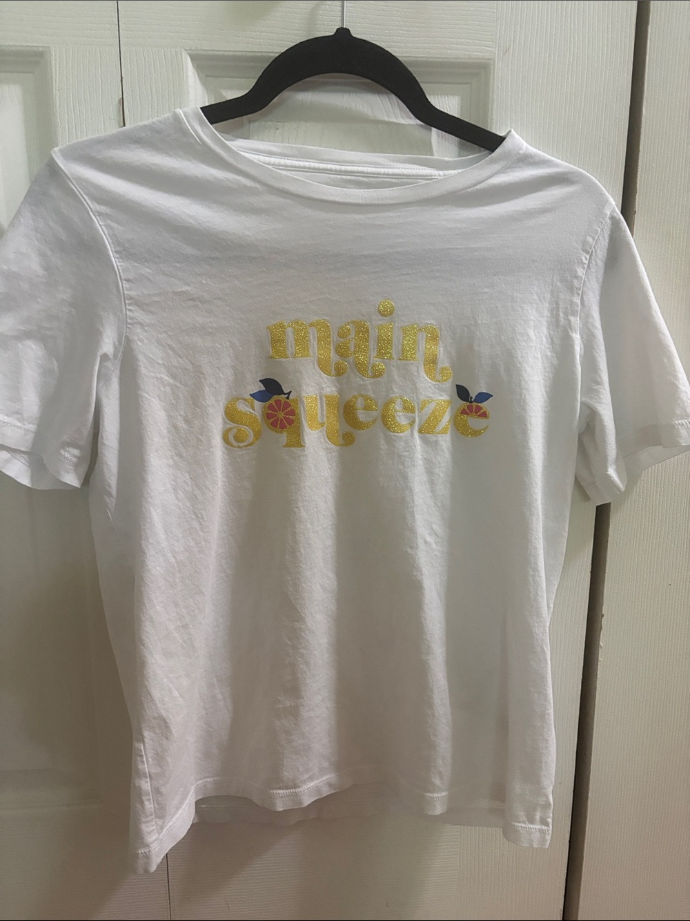kate spade White Short Sleeve Tee with Yellow 'Main Squeeze' Graphic